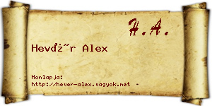 Hevér Alex névjegykártya